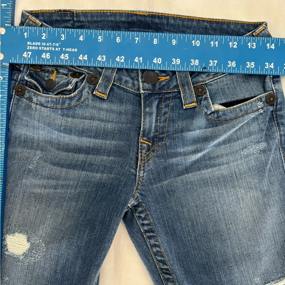 True Religion Women’s Hi Rise Bootcut Jeans 27 Made in USA Distressed Y2K - Picture 5 of 14